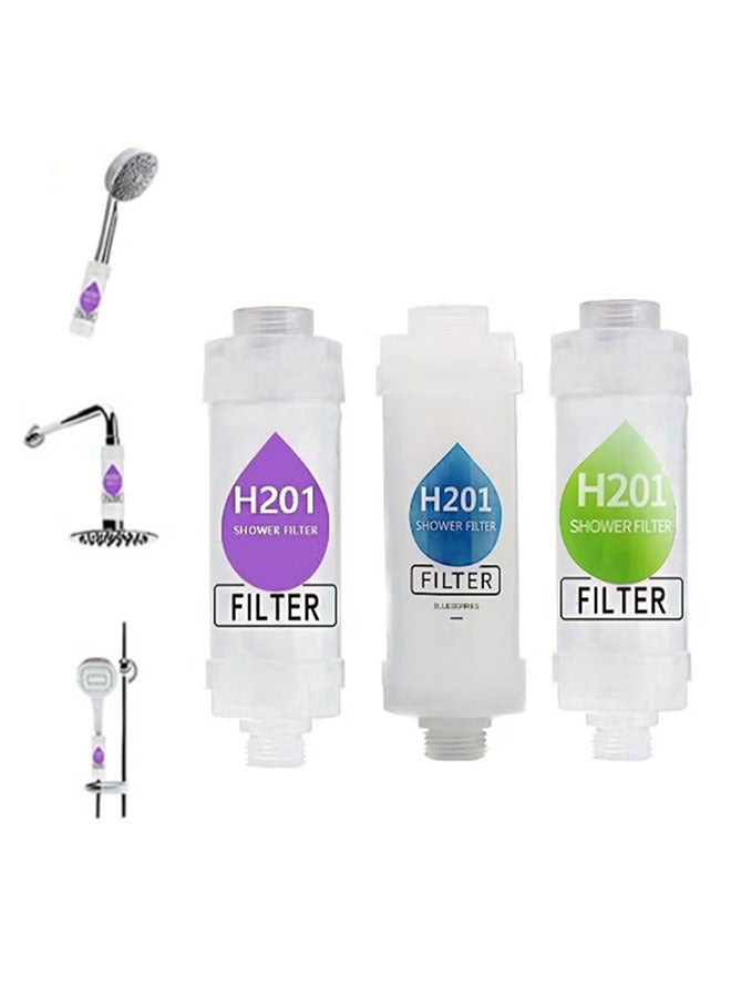 H201 General Shower Head Filter, Dry Skin & Hair Loss Relief, Lavender+Blueberry+Pine Forest Scent, Easy To Install, 3PCS For Daily Use - Image 2